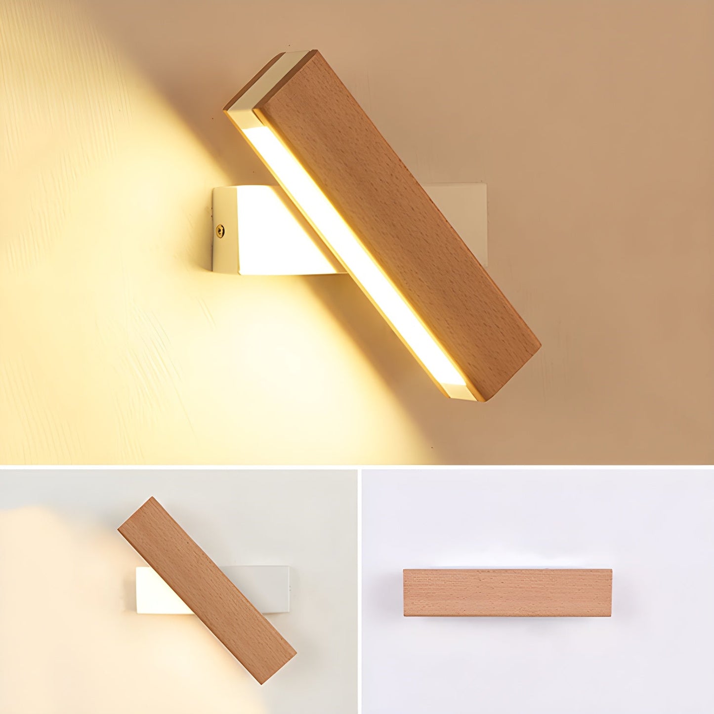 Luca Angle Wall Light with LED - Modern Wood Finish