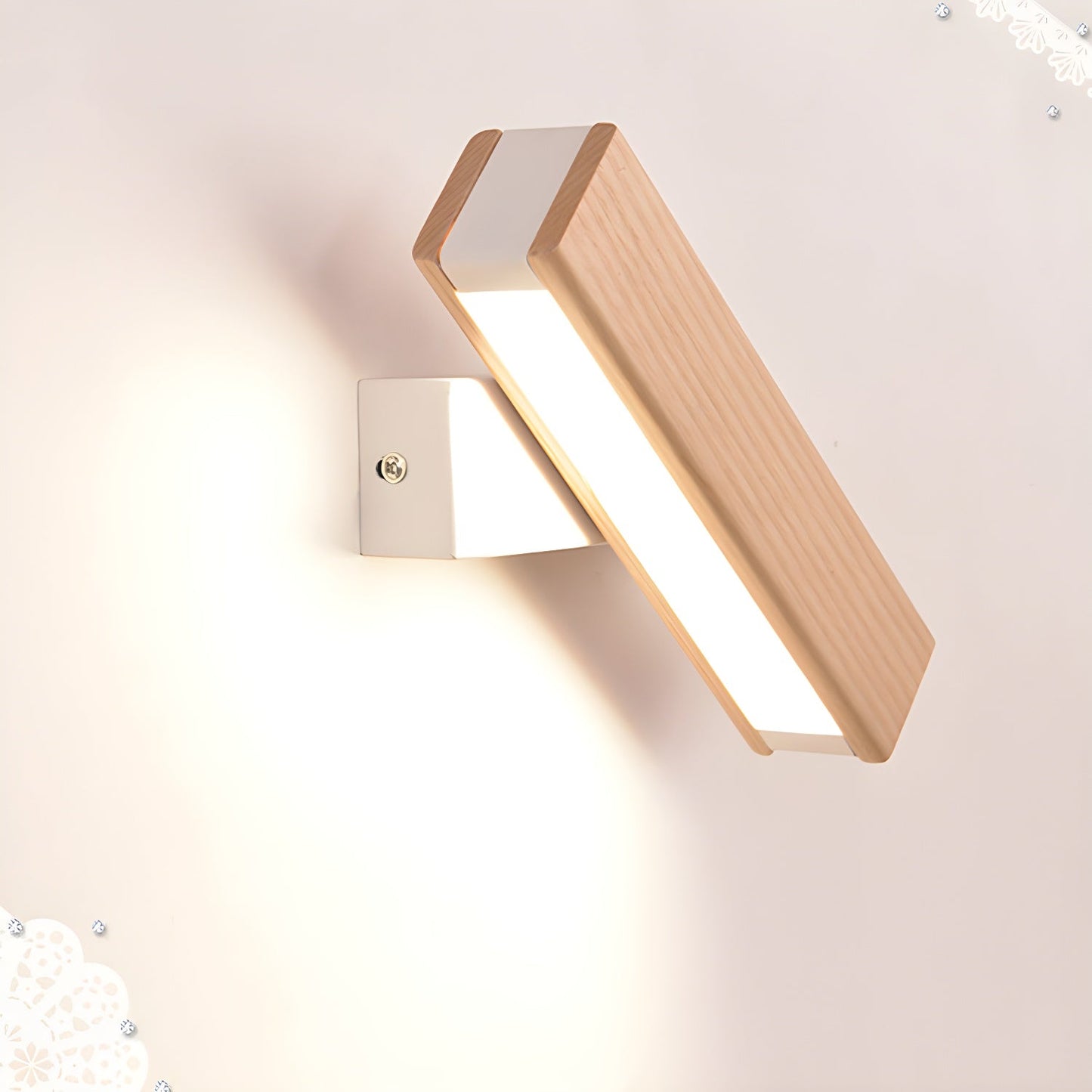 Luca Angle Wall Light with LED - Modern Wood Finish