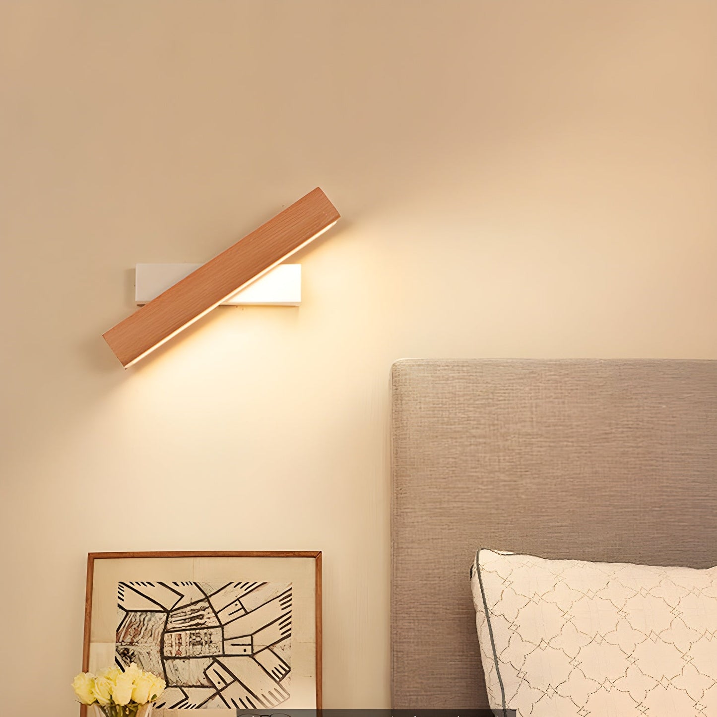 Luca Angle Wall Light with LED - Modern Wood Finish