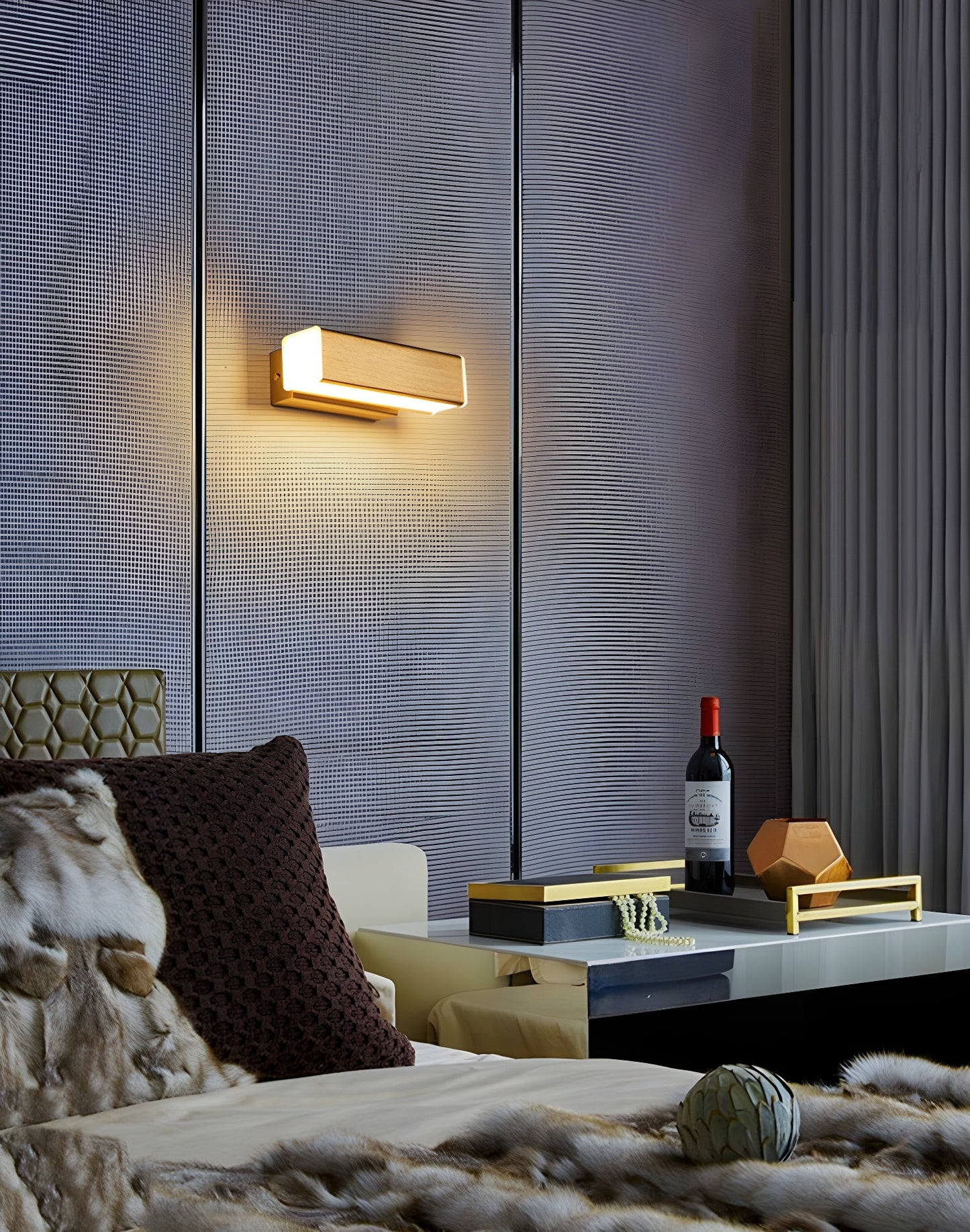 Luca Angle Wall Light with LED - Modern Wood Finish
