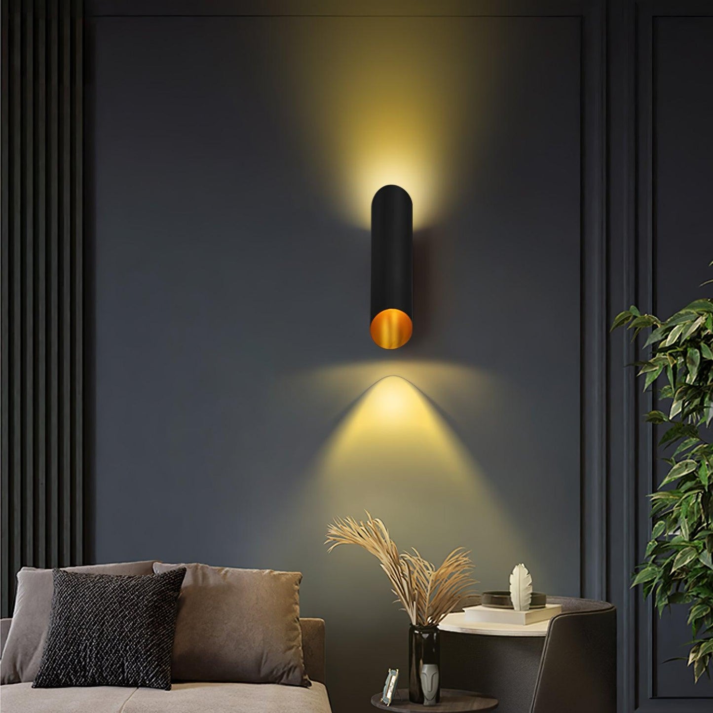 Lucide Quirijn Wall Lamp Black and Gold LED Indoor Light