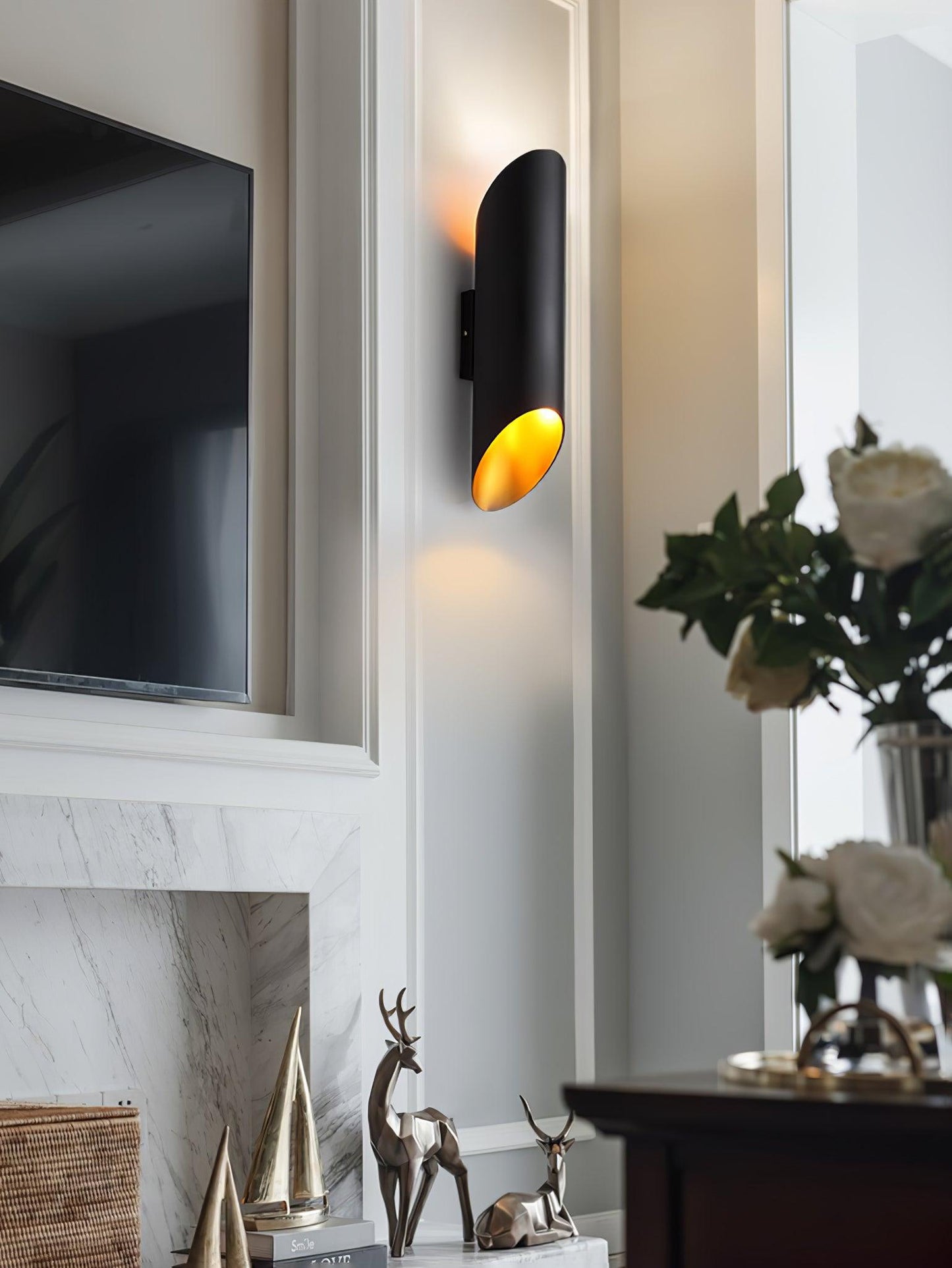 Lucide Quirijn Wall Lamp Black and Gold LED Indoor Light