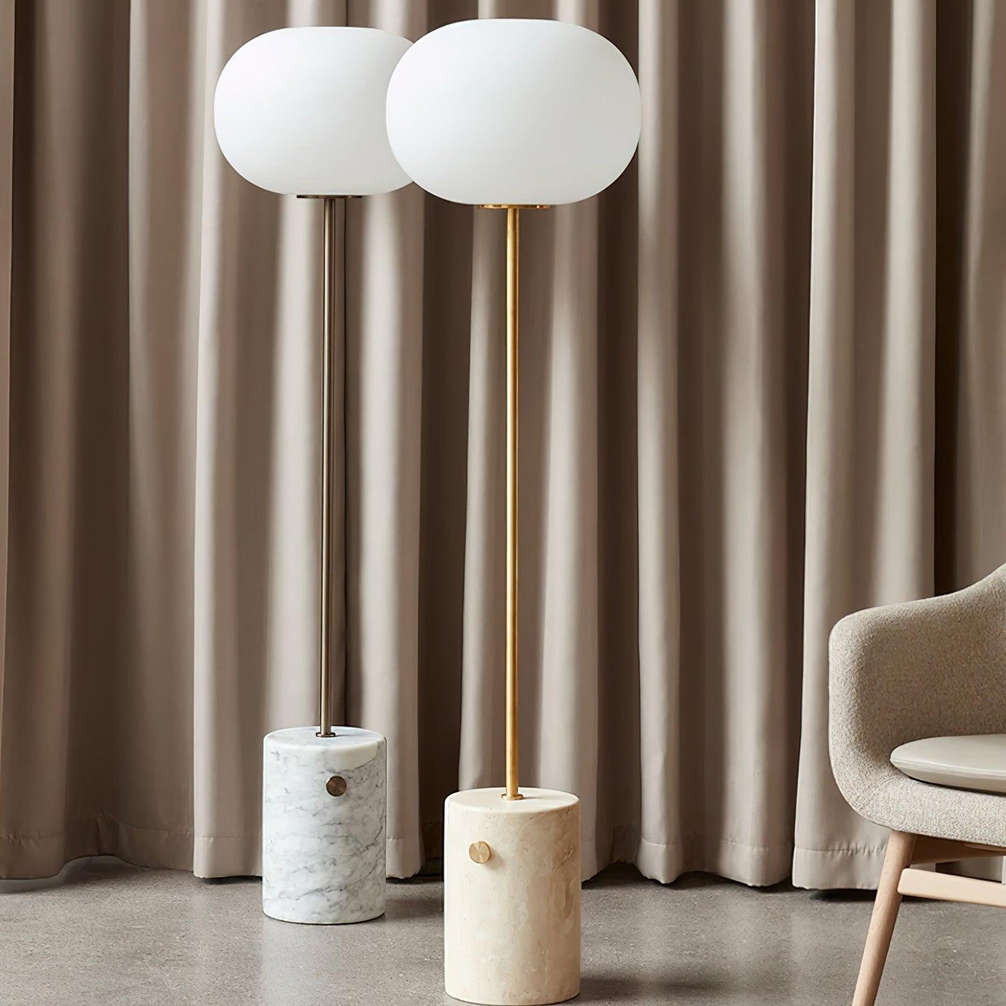 Jwda Floor Lamp with Marble Base and LED Light, Indoor