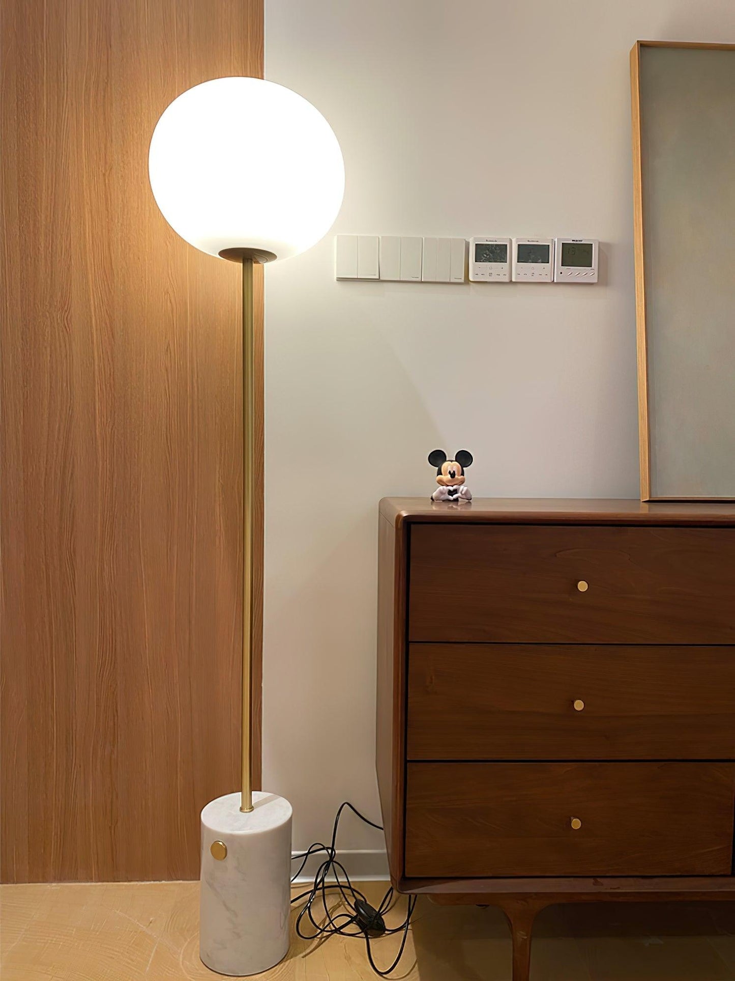 Jwda Floor Lamp with Marble Base and LED Light, Indoor