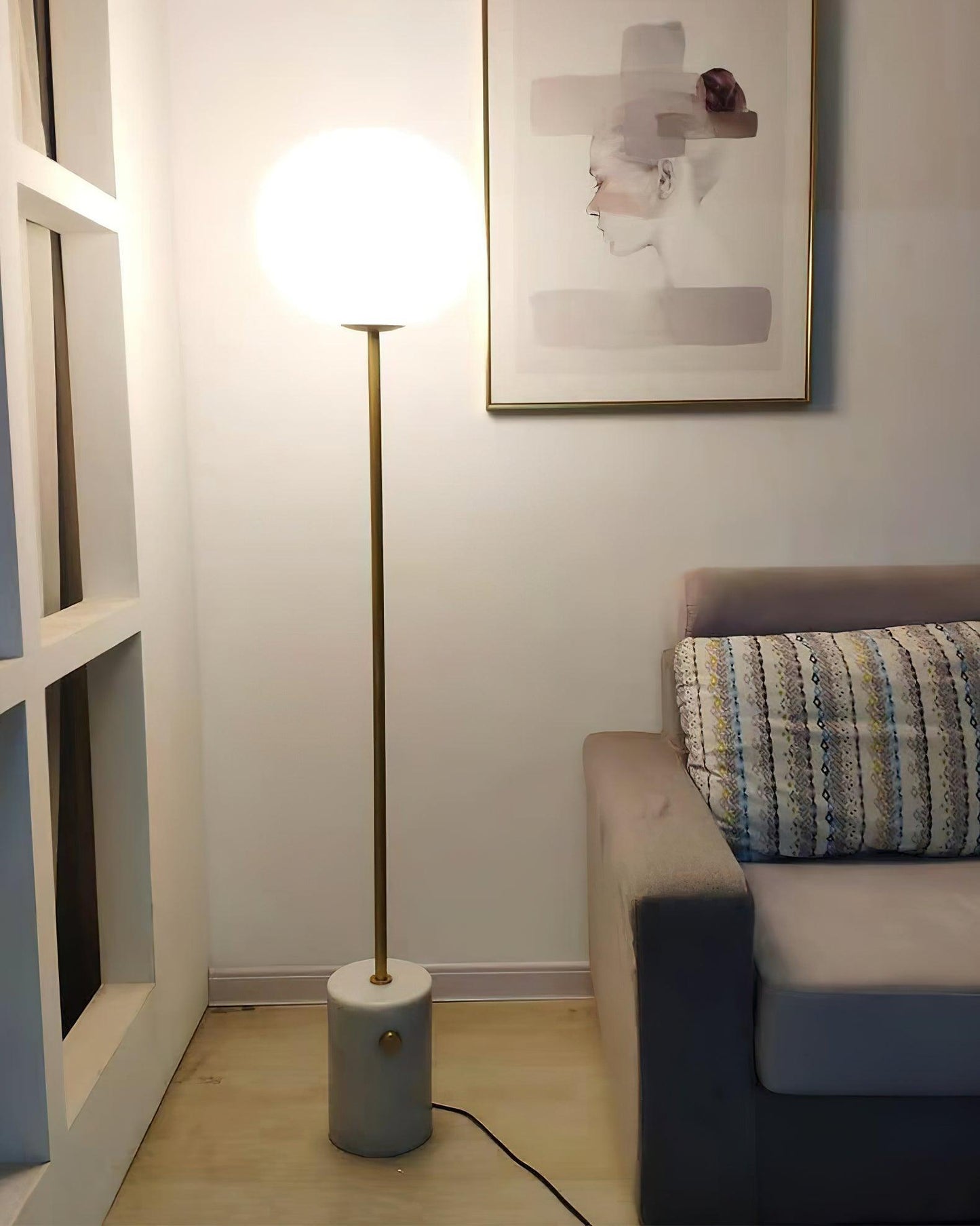 Jwda Floor Lamp with Marble Base and LED Light, Indoor