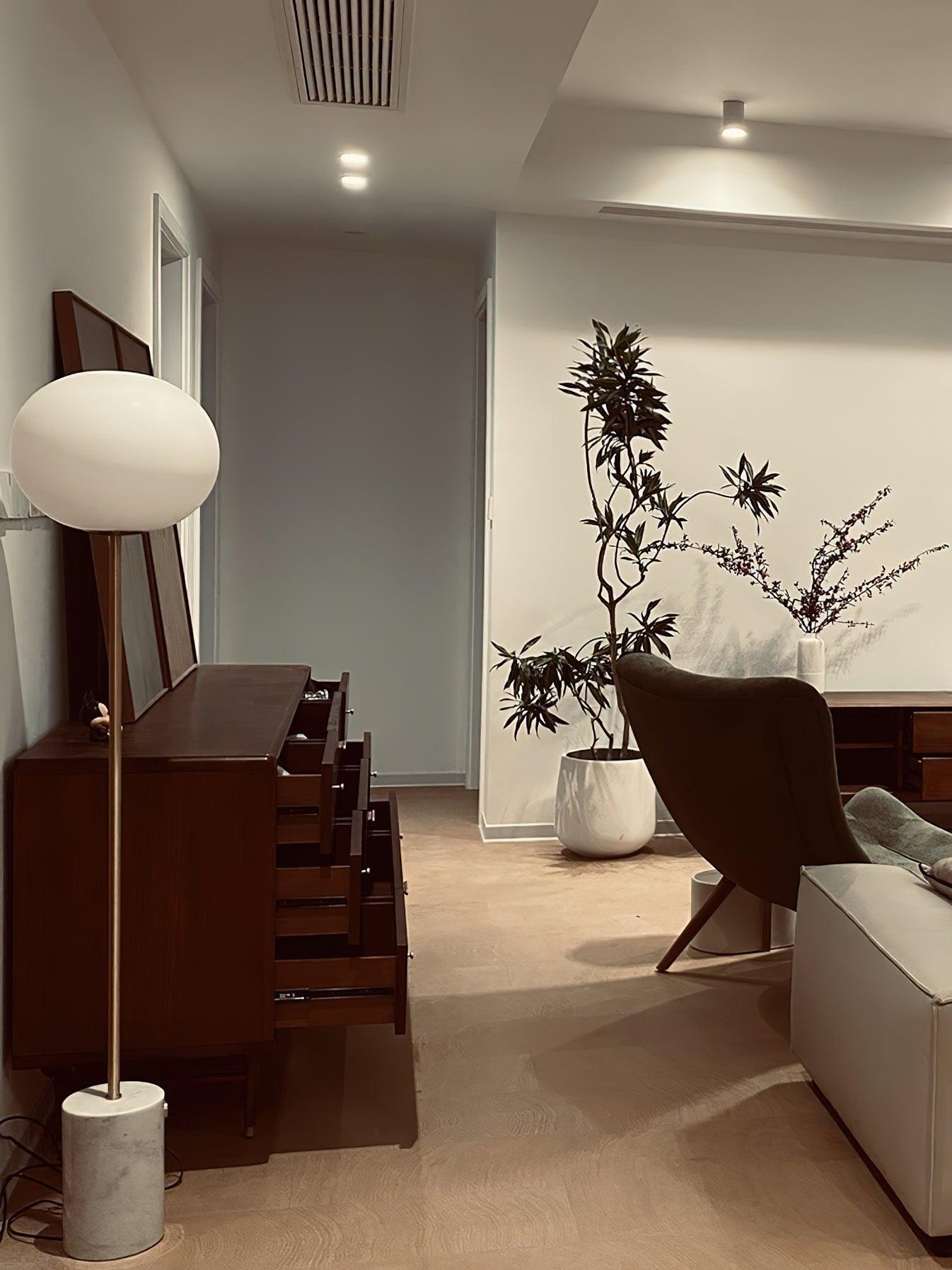 Jwda Floor Lamp with Marble Base and LED Light, Indoor