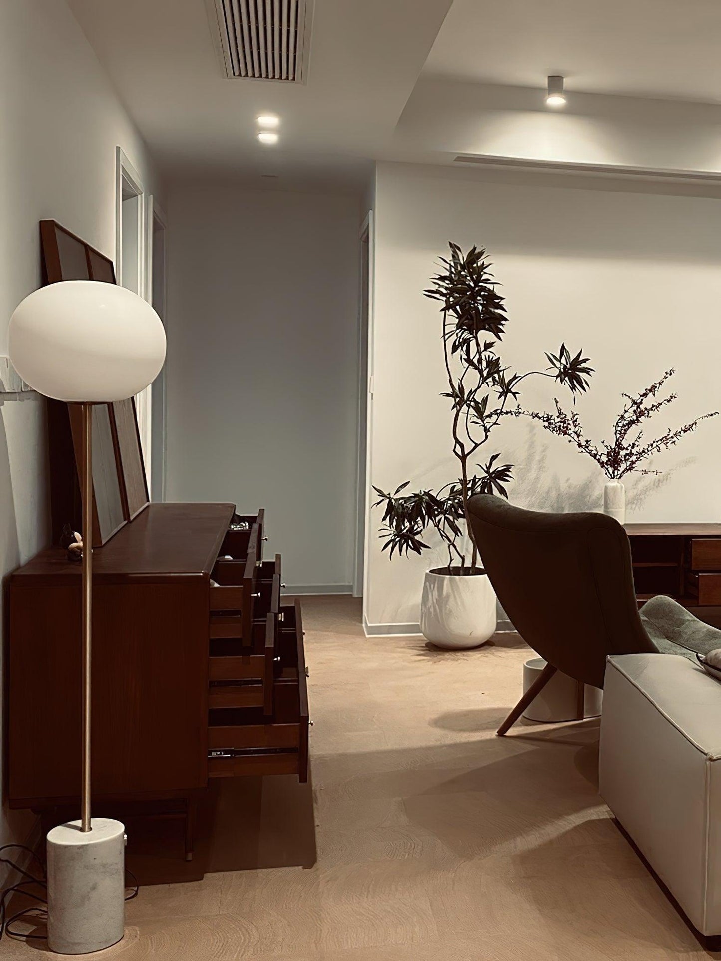 Jwda Floor Lamp with Marble Base and LED Light, Indoor