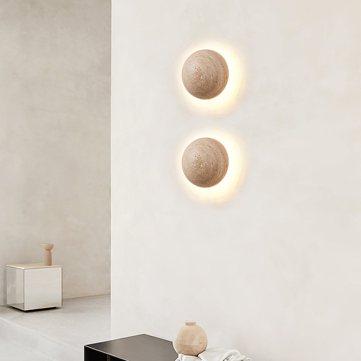 Luna Travertine Wall Light - Integrated LED Indoor Fixture
