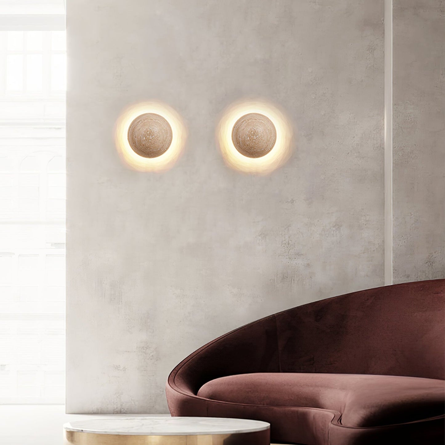 Luna Travertine Wall Light - Integrated LED Indoor Fixture