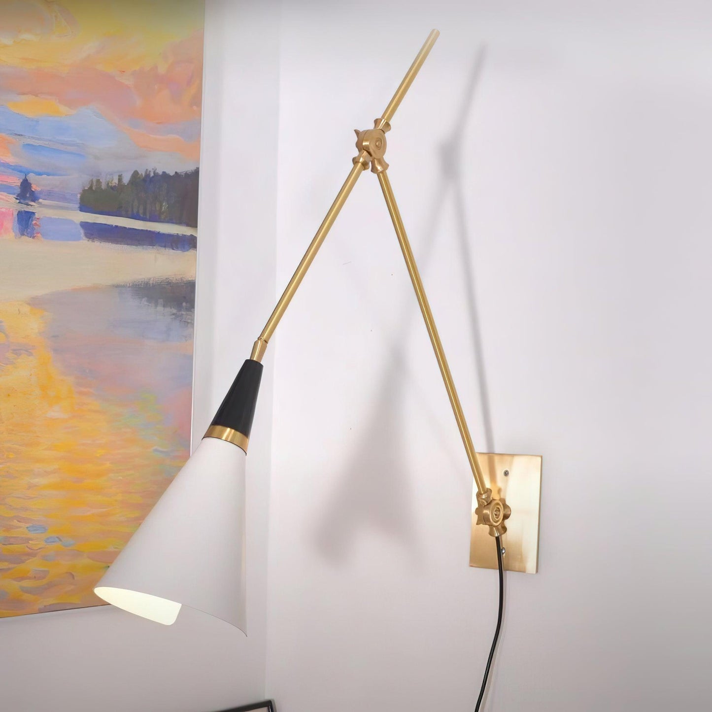 Magari Plug In Wall Lamp with Adjustable Shade LED Light