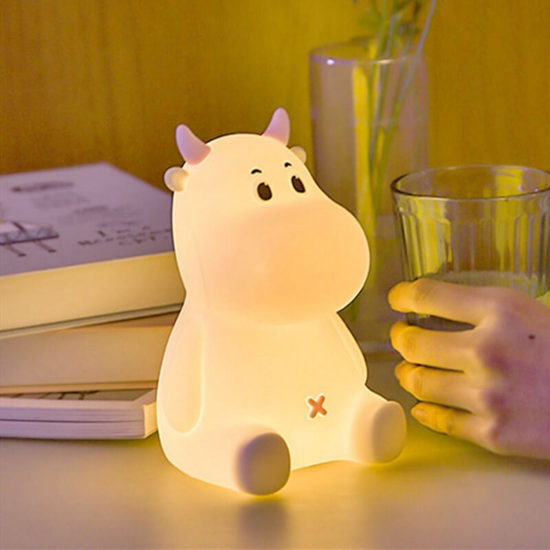 Modern Creative Cute Cow Silicone USB Rechargeable Night Light Table Lamp