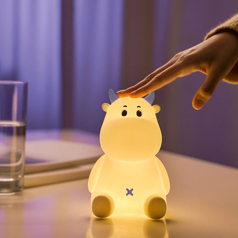 Modern Creative Cute Cow Silicone USB Rechargeable Night Light Table Lamp
