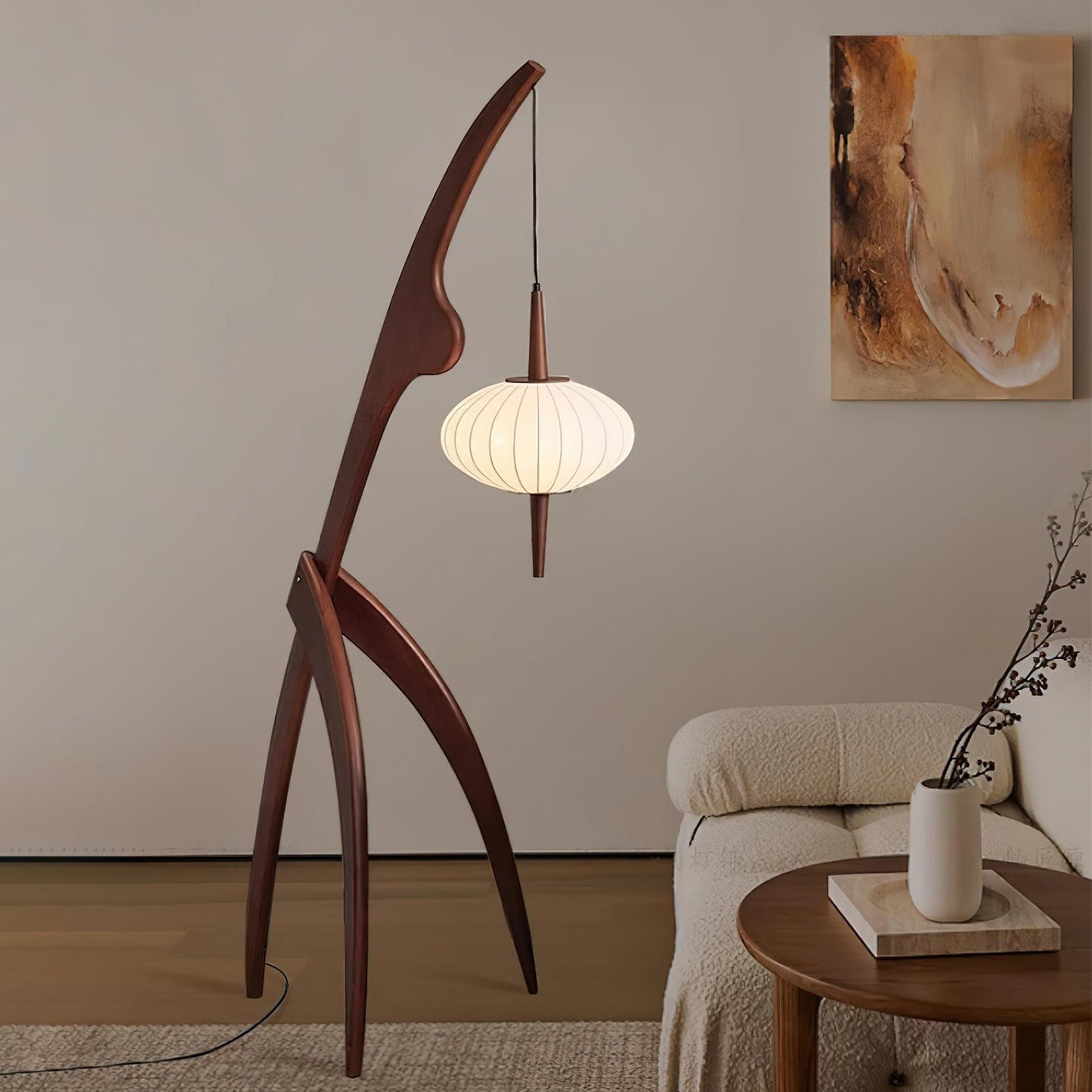 Mantis Wood Floor Lamp with LED, Indoor Use, Abstract Design