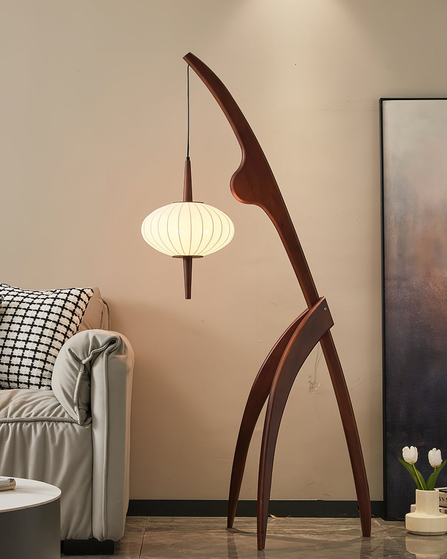 Mantis Wood Floor Lamp with LED, Indoor Use, Abstract Design
