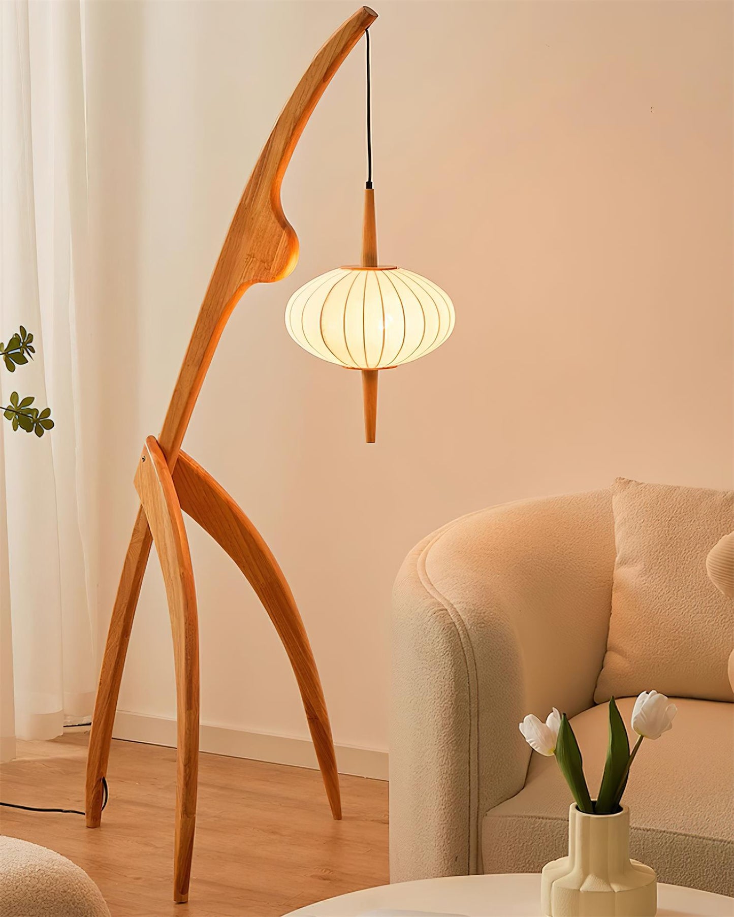 Mantis Wood Floor Lamp with LED, Indoor Use, Abstract Design