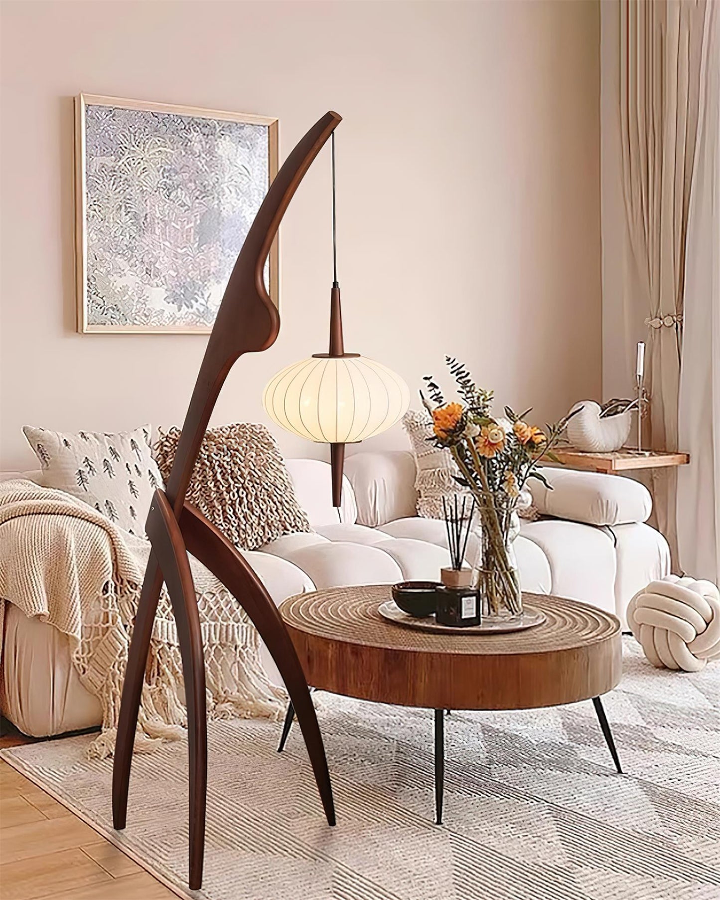 Mantis Wood Floor Lamp with LED, Indoor Use, Abstract Design