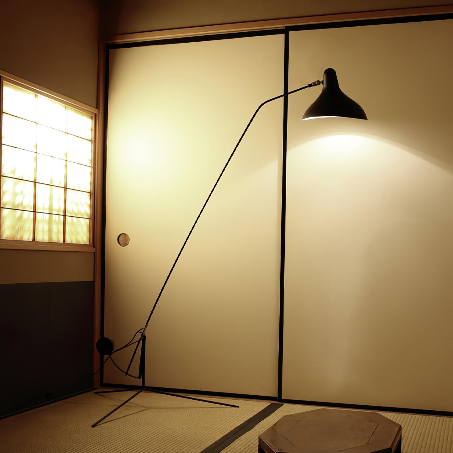 Mantis Arm Floor Lamp with LED, Adjustable Height, Black