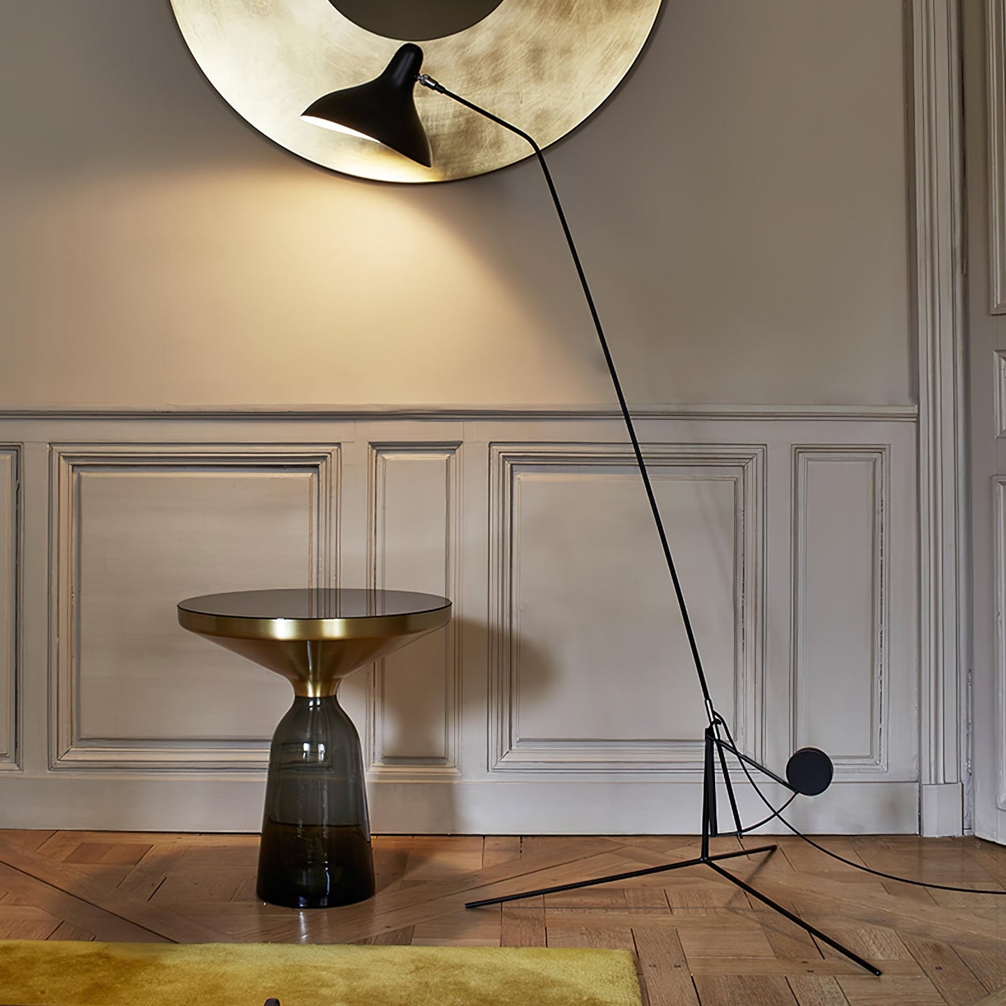 Mantis Arm Floor Lamp with LED, Adjustable Height, Black