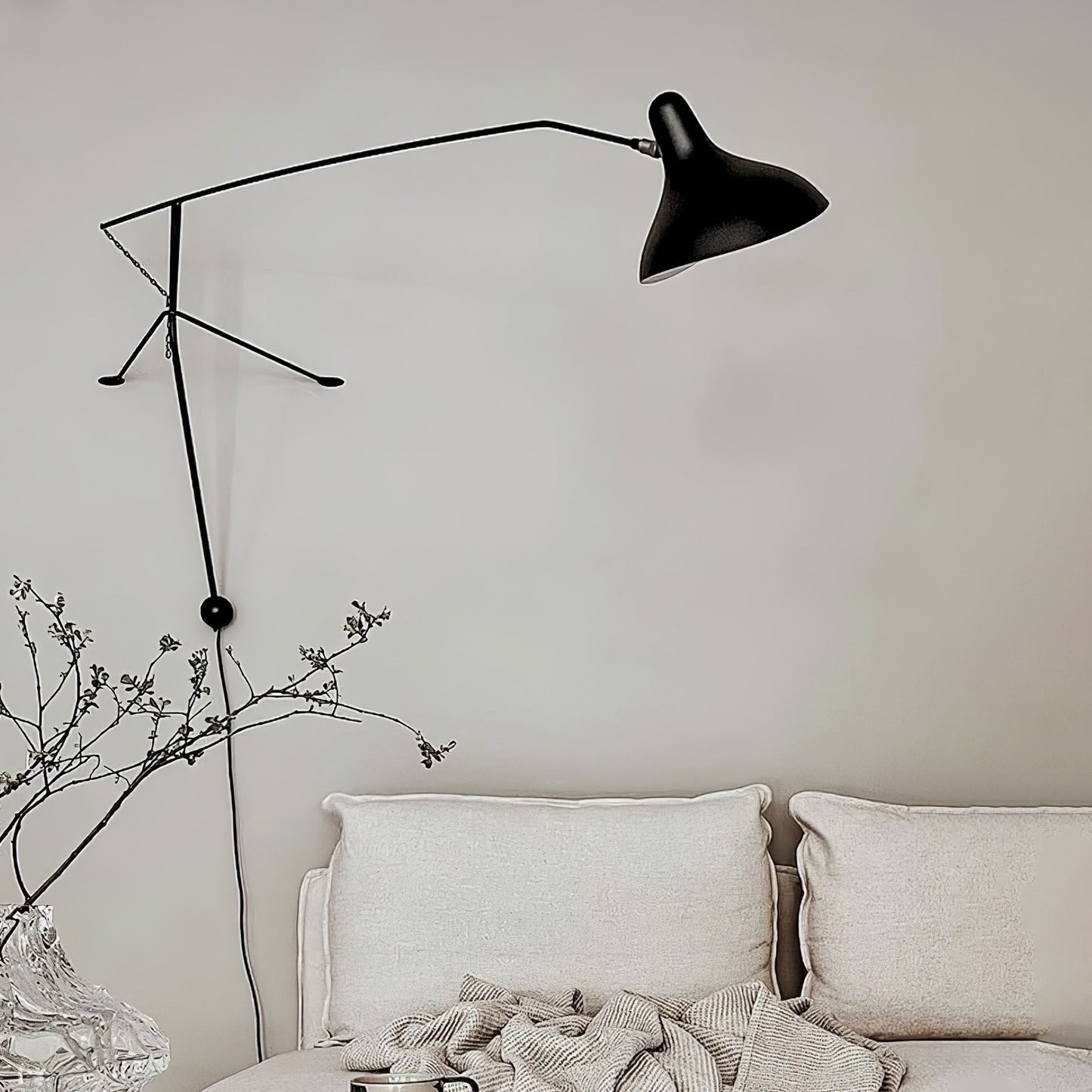 Mantis Arm Wall Lamp Black Metal LED Indoor Light