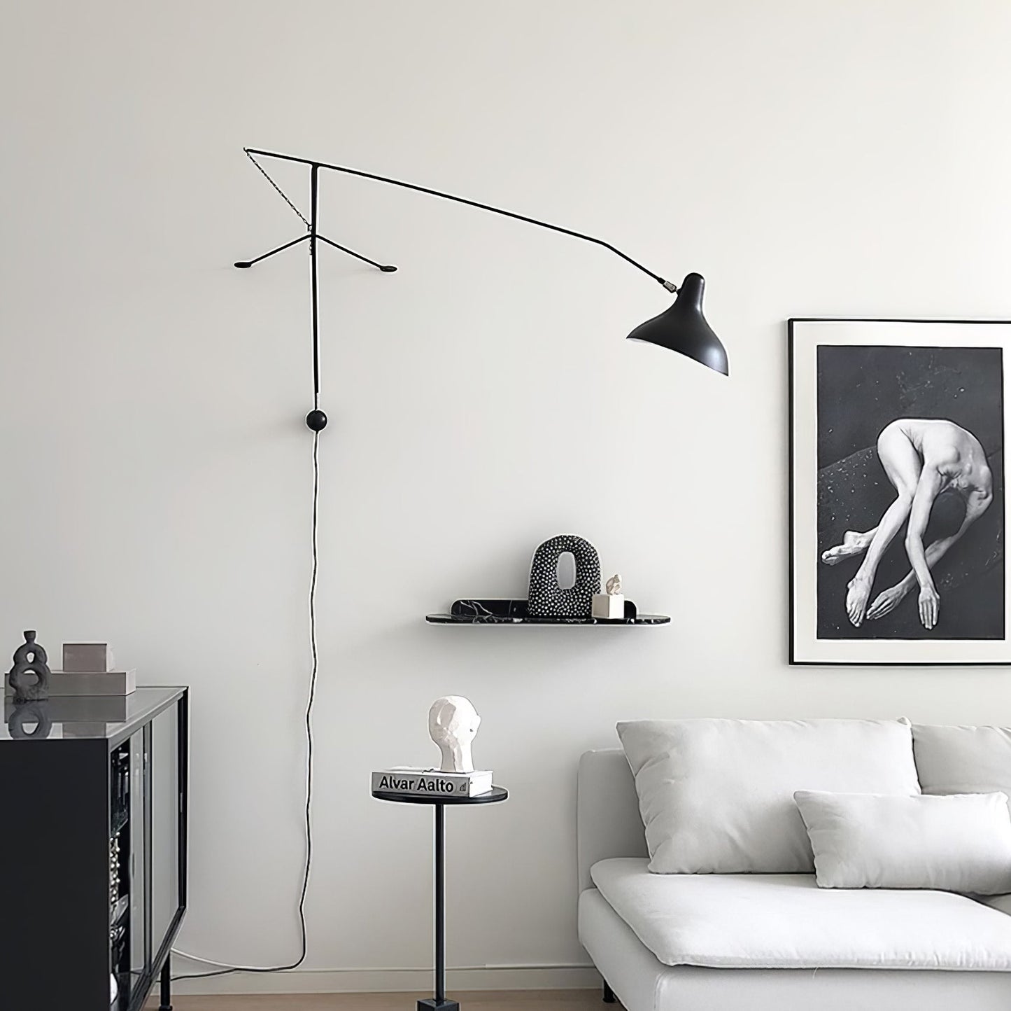 Mantis Arm Wall Lamp Black Metal LED Indoor Light