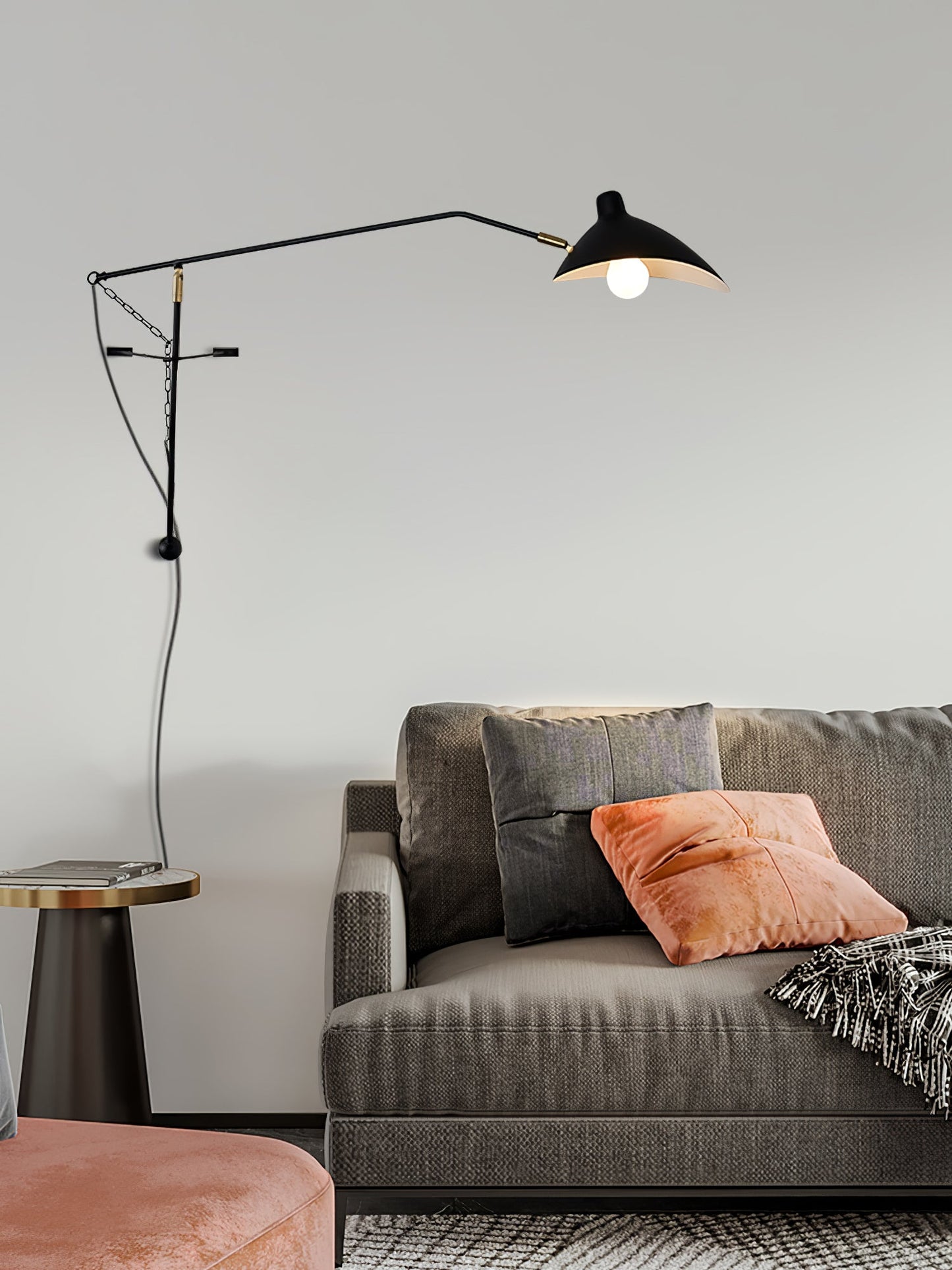 Mantis Arm Wall Lamp Black Metal LED Indoor Light