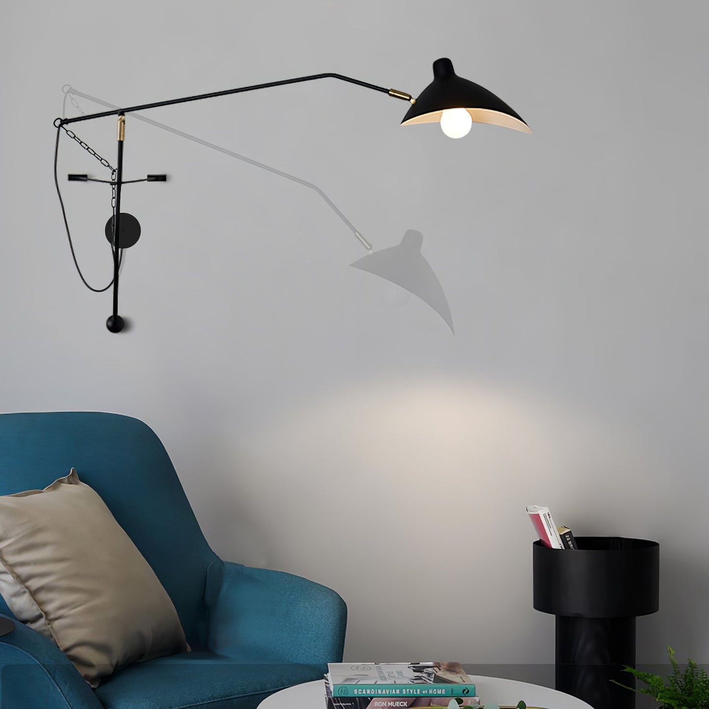 Mantis Arm Wall Lamp Black Metal LED Indoor Light