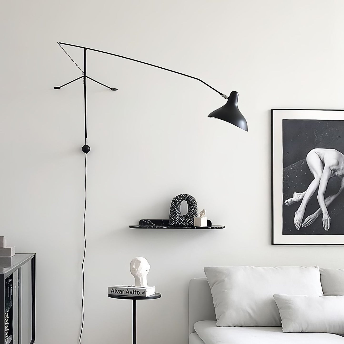 Mantis Arm Wall Lamp Black Metal LED Indoor Light