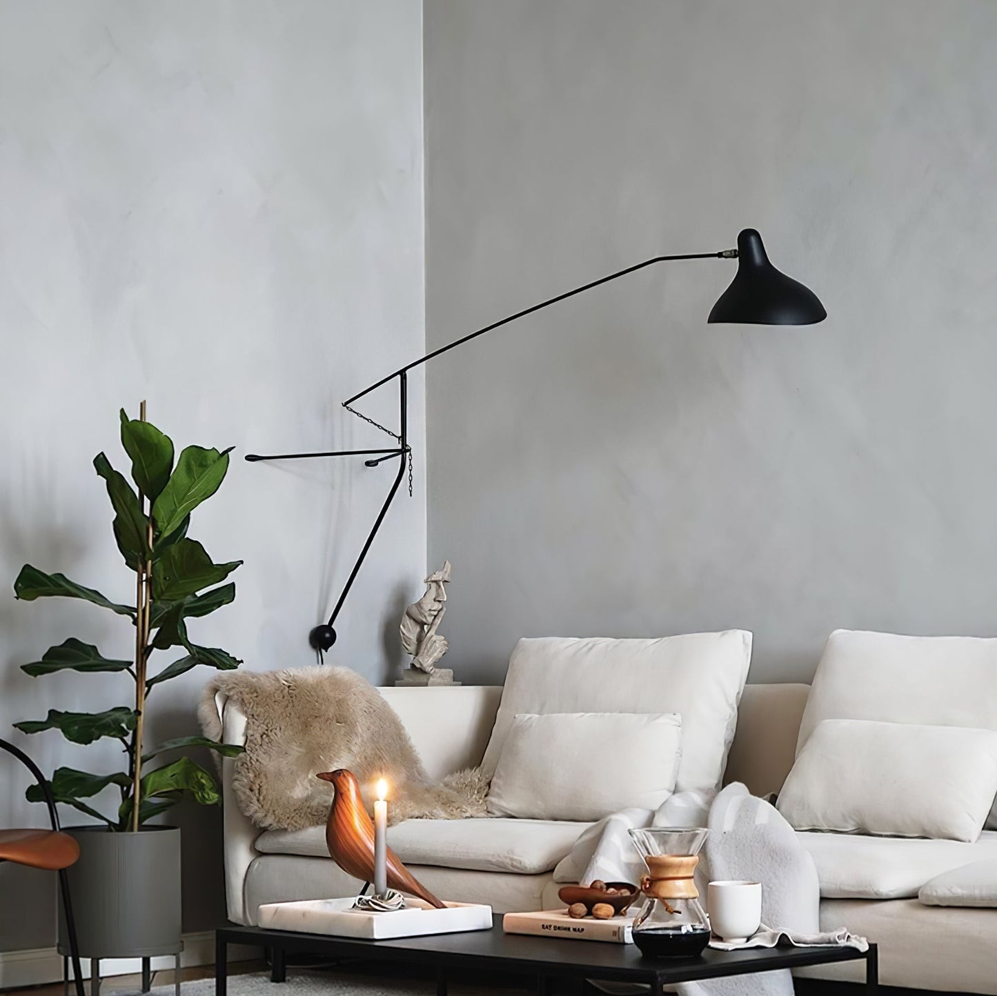 Mantis Arm Wall Lamp Black Metal LED Indoor Light