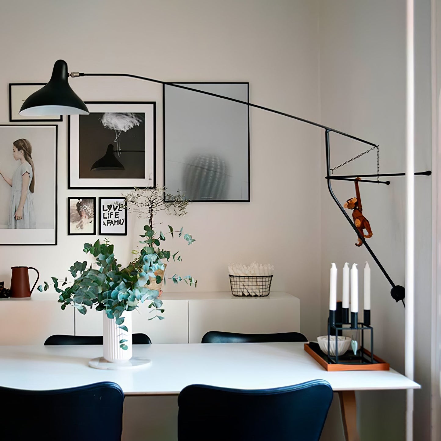 Mantis Arm Wall Lamp Black Metal LED Indoor Light