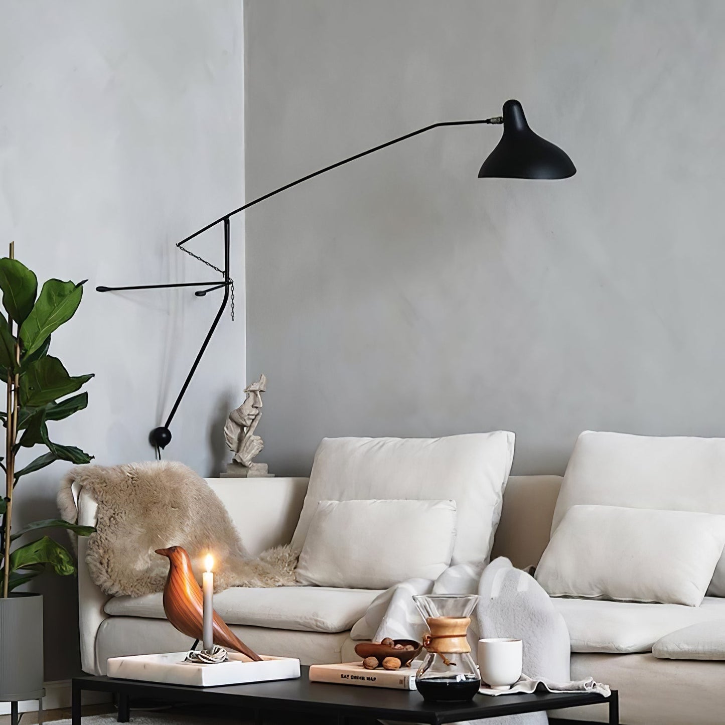 Mantis Arm Wall Lamp Black Metal LED Indoor Light