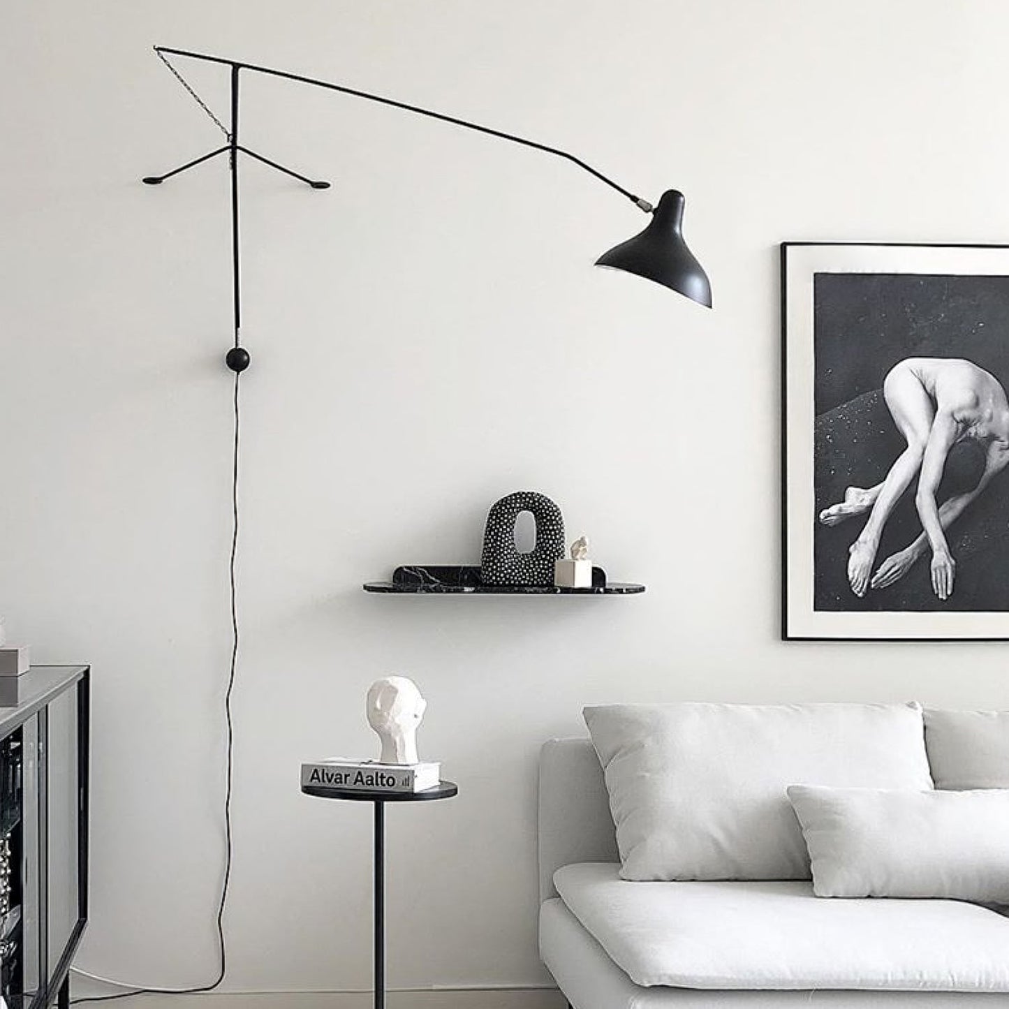 Mantis Arm Wall Lamp Black Metal LED Indoor Light