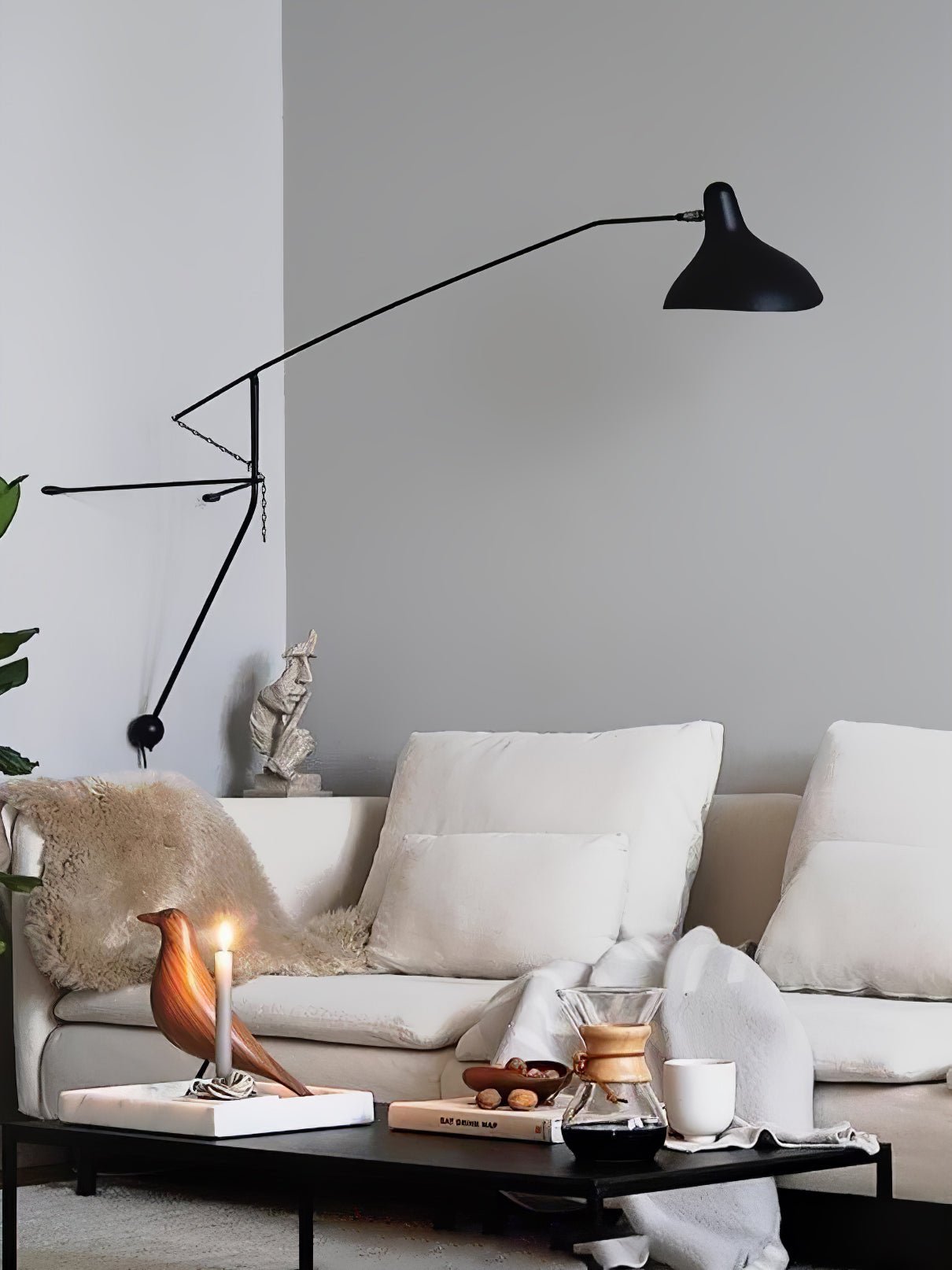 Mantis Arm Wall Lamp Black Metal LED Indoor Light