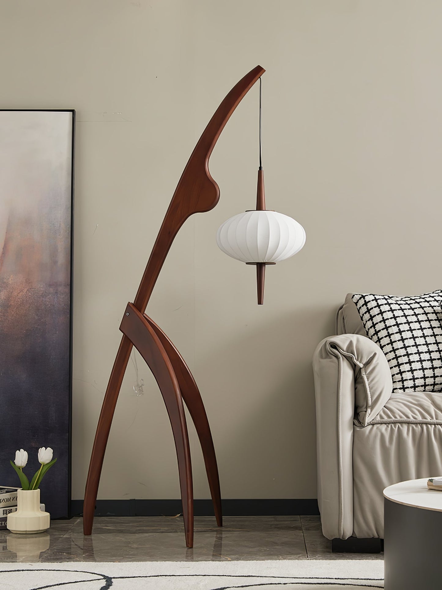 Mantis Wood Floor Lamp with LED, Indoor Use, Abstract Design