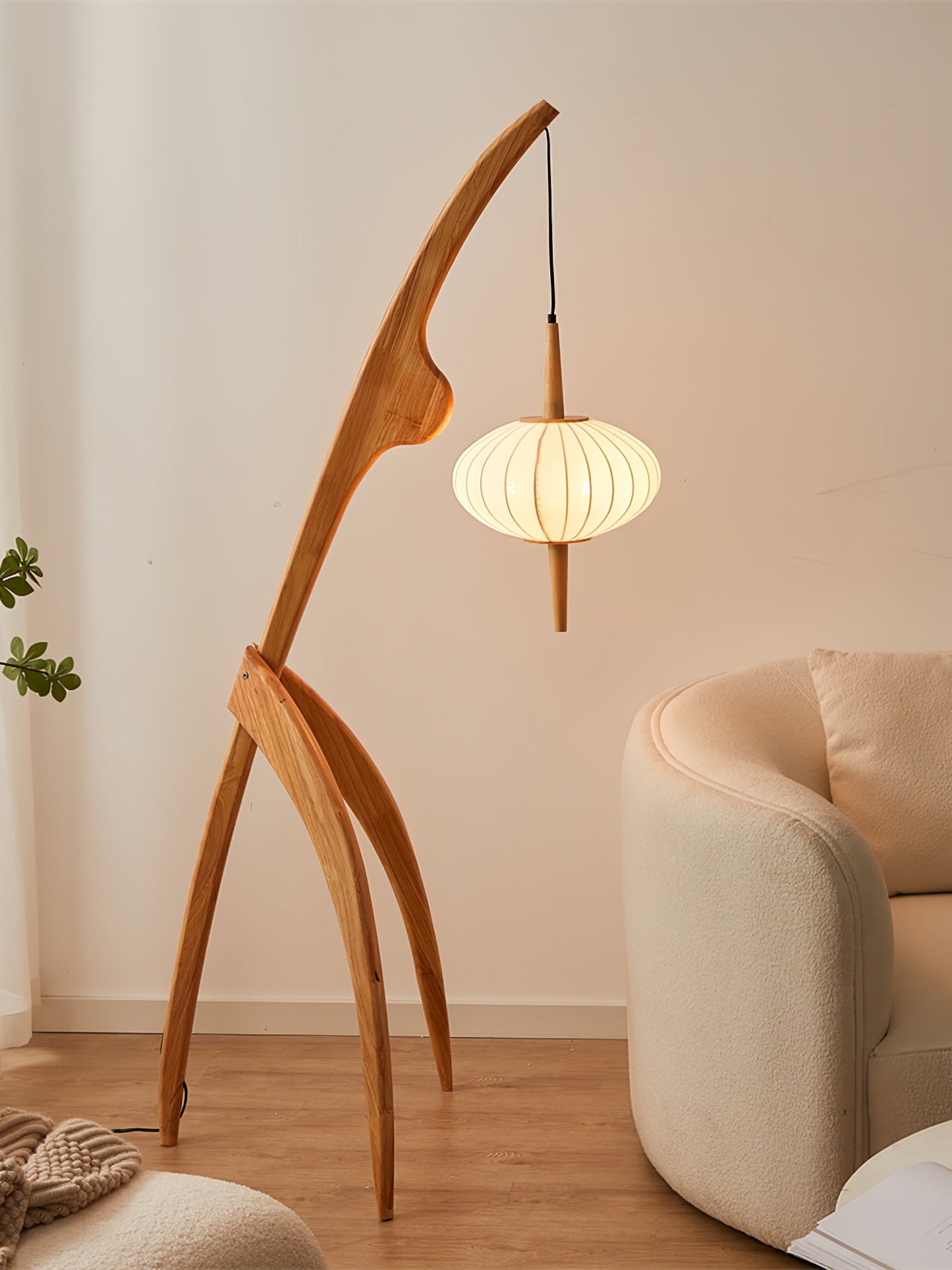 Mantis Wood Floor Lamp with LED, Indoor Use, Abstract Design
