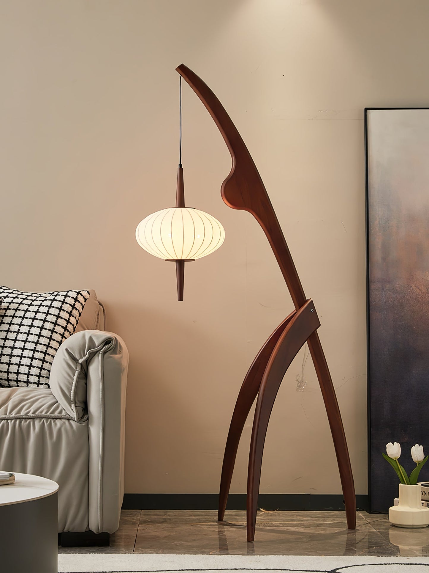 Mantis Wood Floor Lamp with LED, Indoor Use, Abstract Design