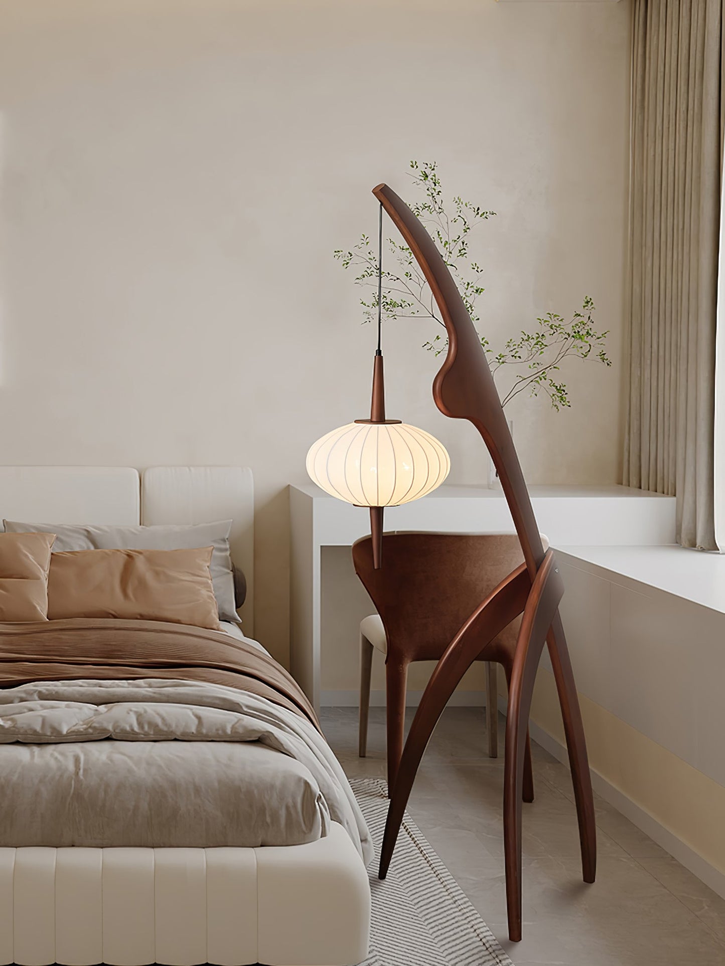 Mantis Wood Floor Lamp with LED, Indoor Use, Abstract Design