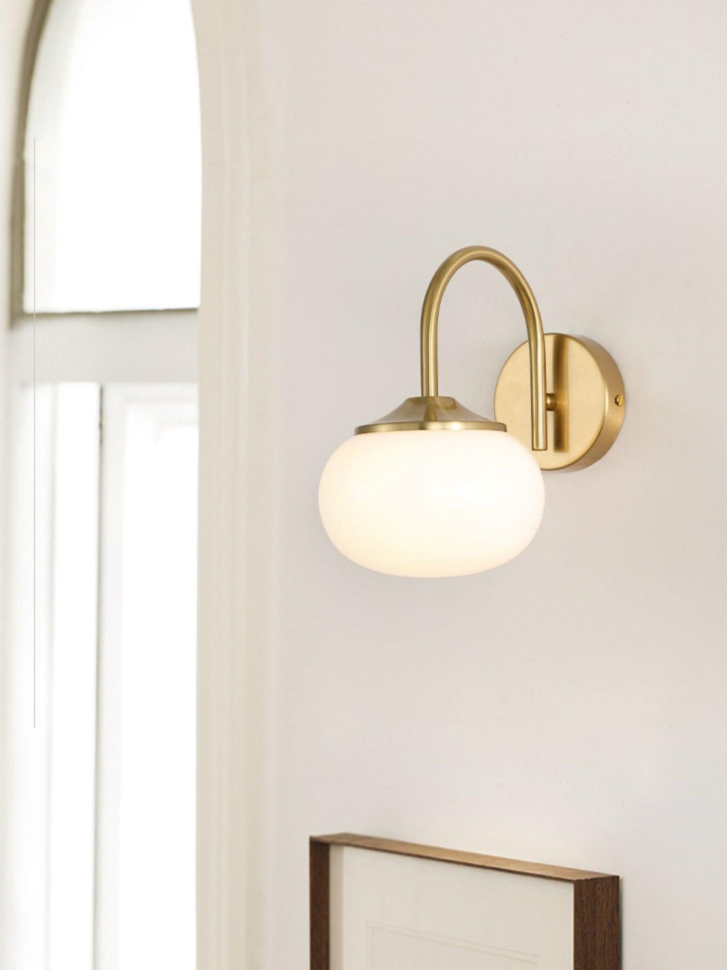 Marshmallow Wall Lamp with Pink Glass Shade and Gold Finish