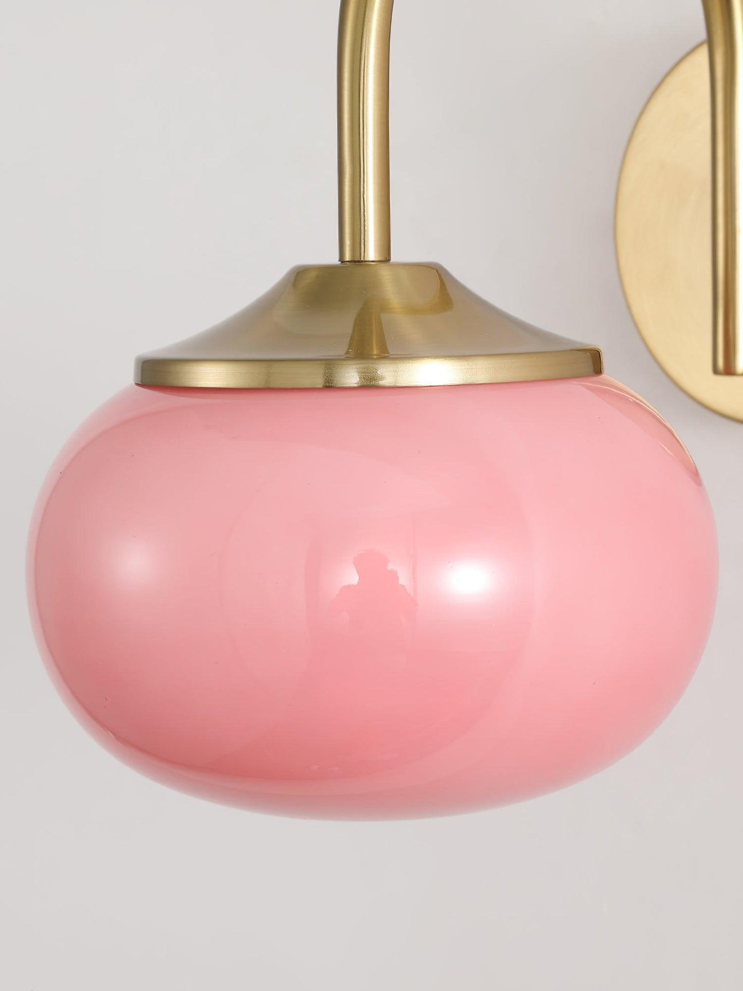 Marshmallow Wall Lamp with Pink Glass Shade and Gold Finish