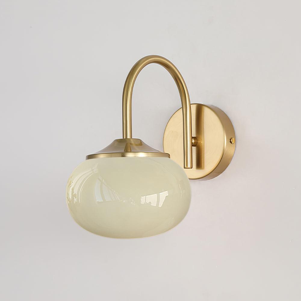 Marshmallow Wall Lamp with Pink Glass Shade and Gold Finish