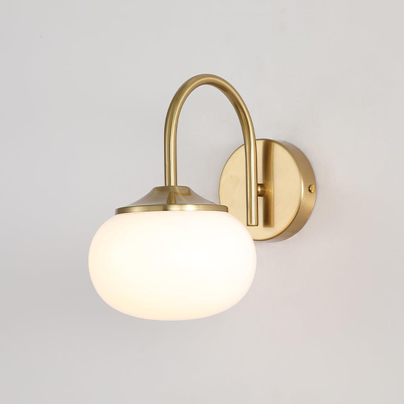 Marshmallow Wall Lamp with Pink Glass Shade and Gold Finish