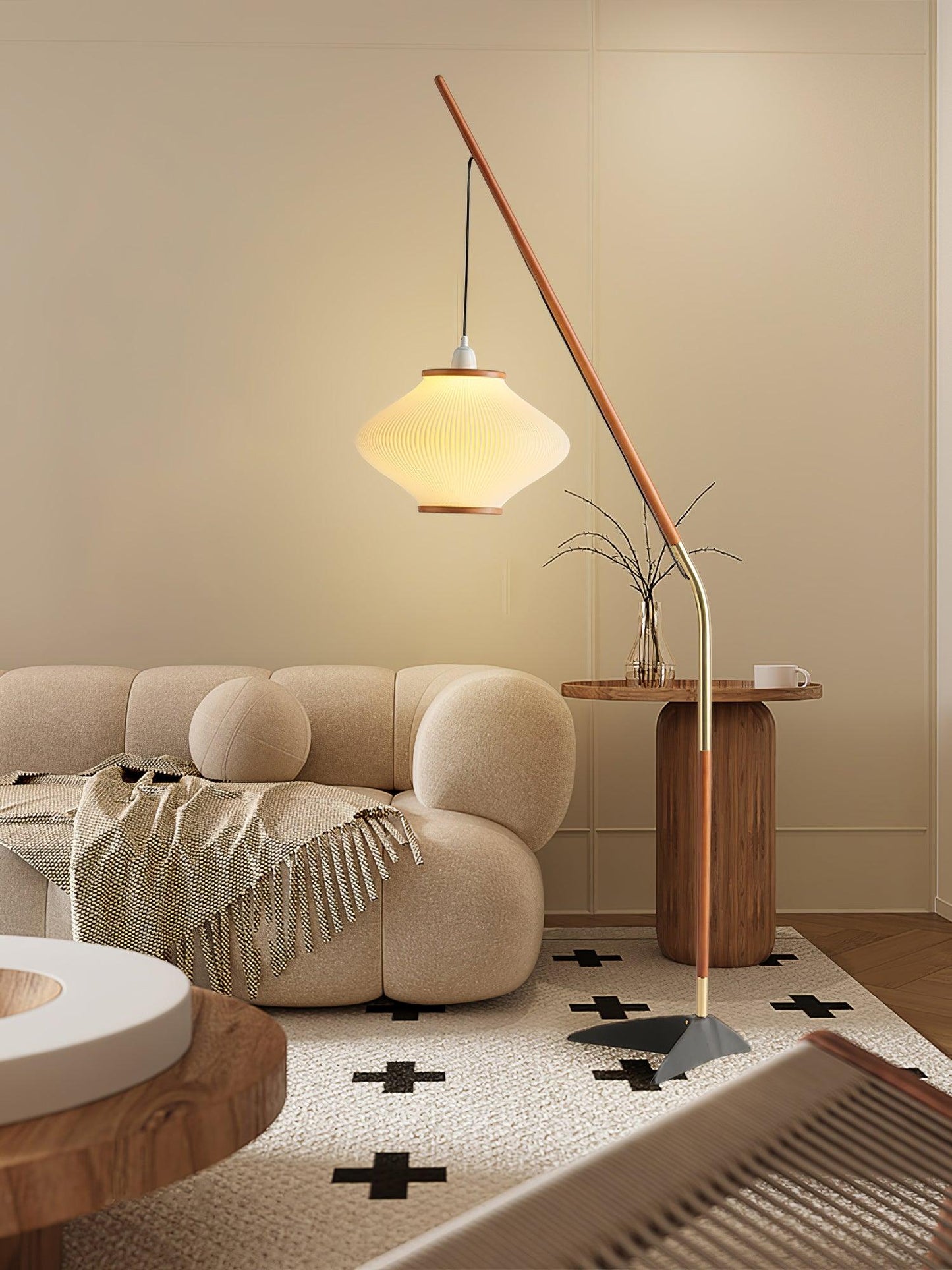 Matsusu Floor Lamp LED Brass Ash Wood Indoor Lighting