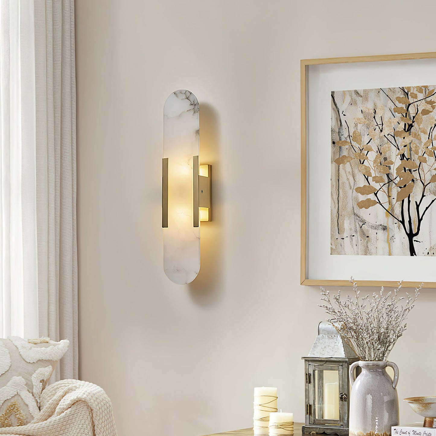 Melange Elongated Alabaster Wall Lamp - LED Indoor Lighting