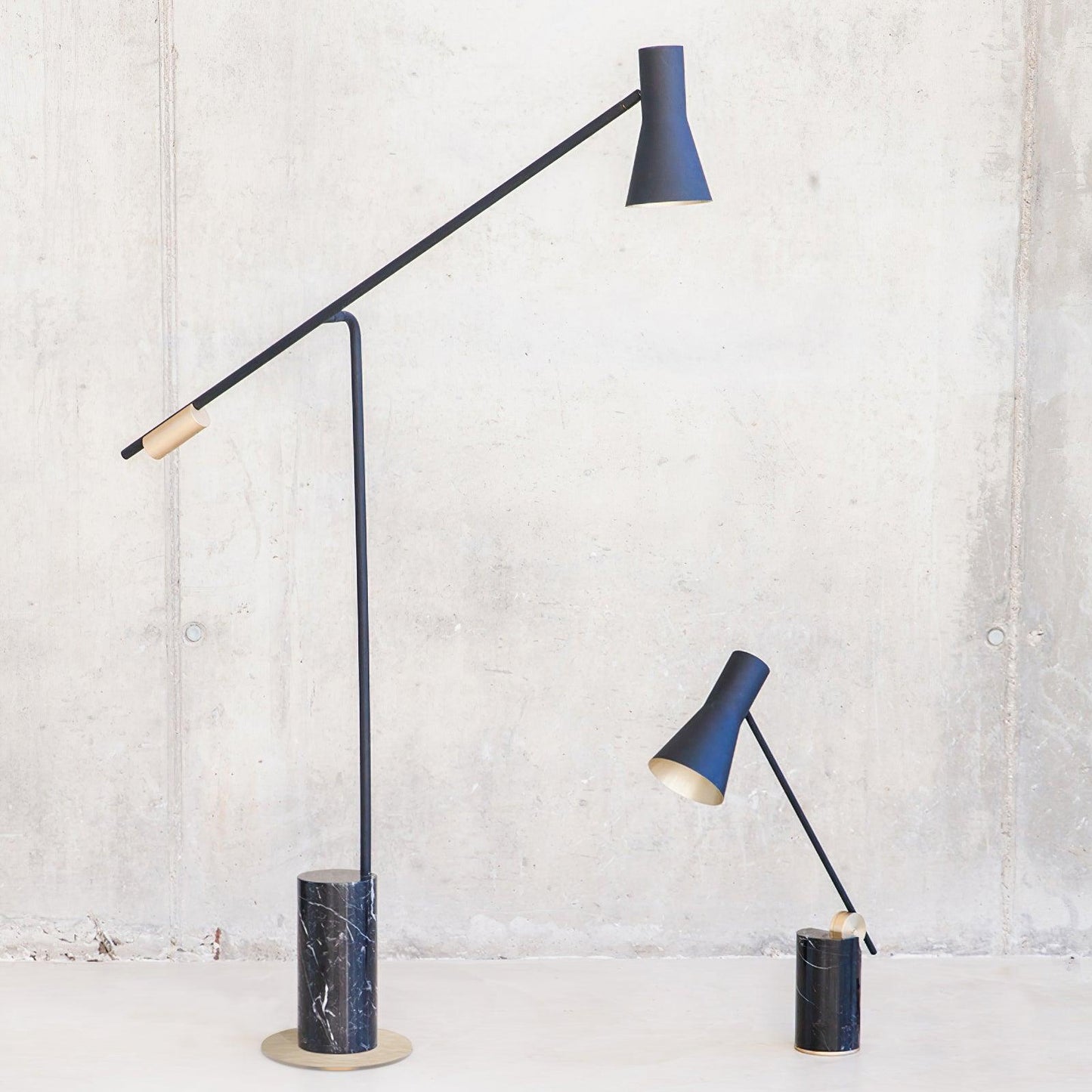 Metro Floor Lamp with Black Marble Base and LED Light