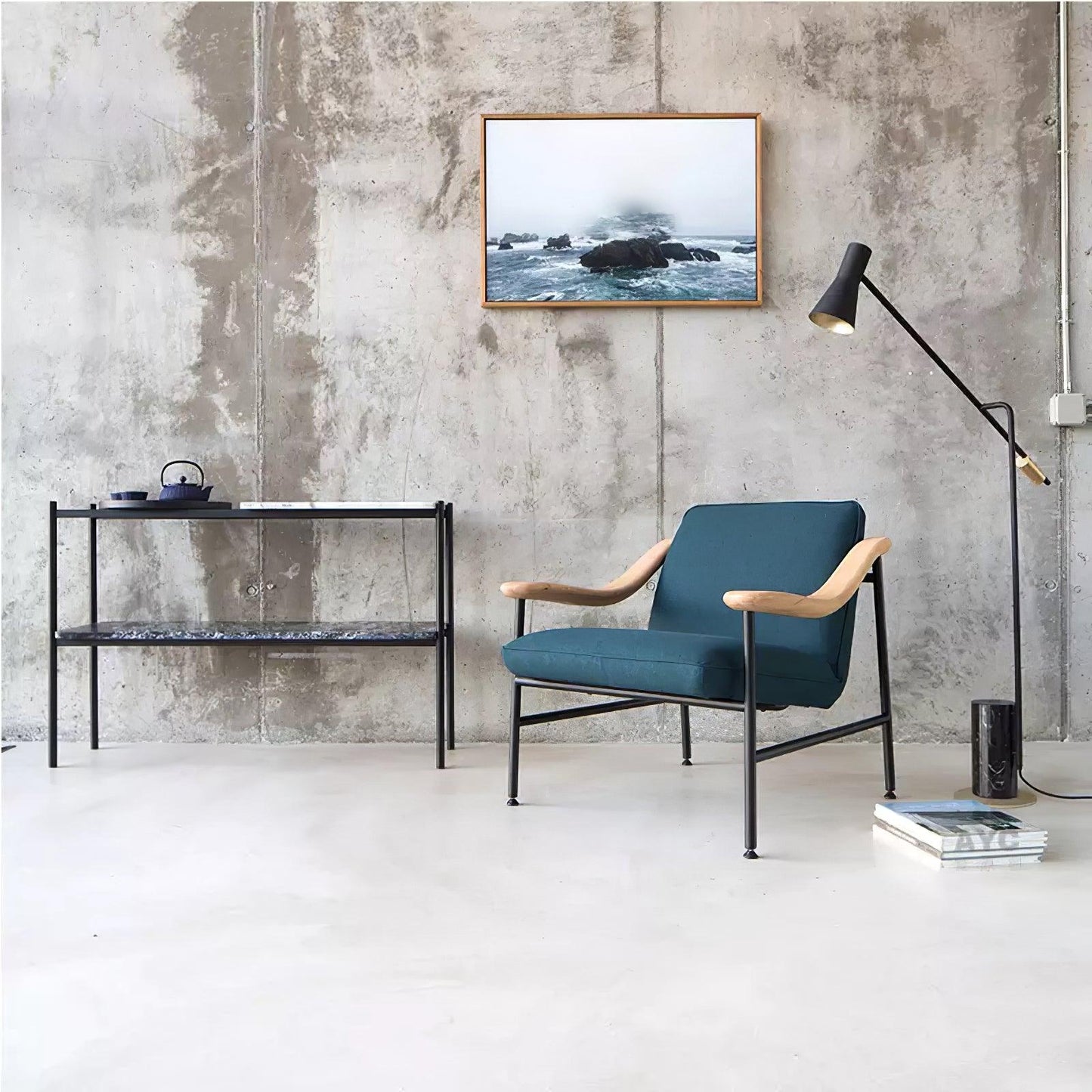 Metro Floor Lamp with Black Marble Base and LED Light