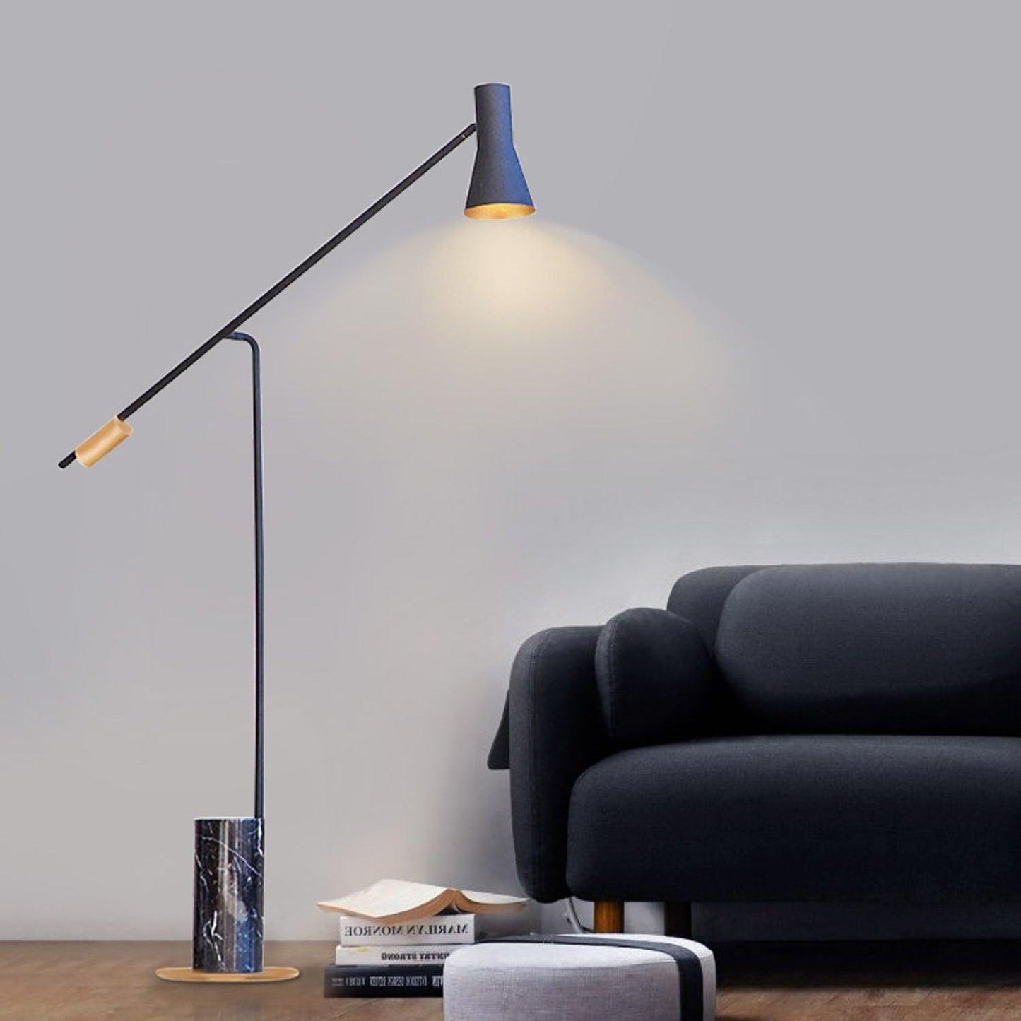 Metro Floor Lamp with Black Marble Base and LED Light