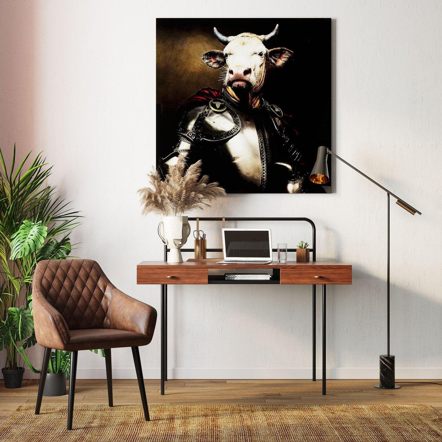 Metro Floor Lamp with Black Marble Base and LED Light