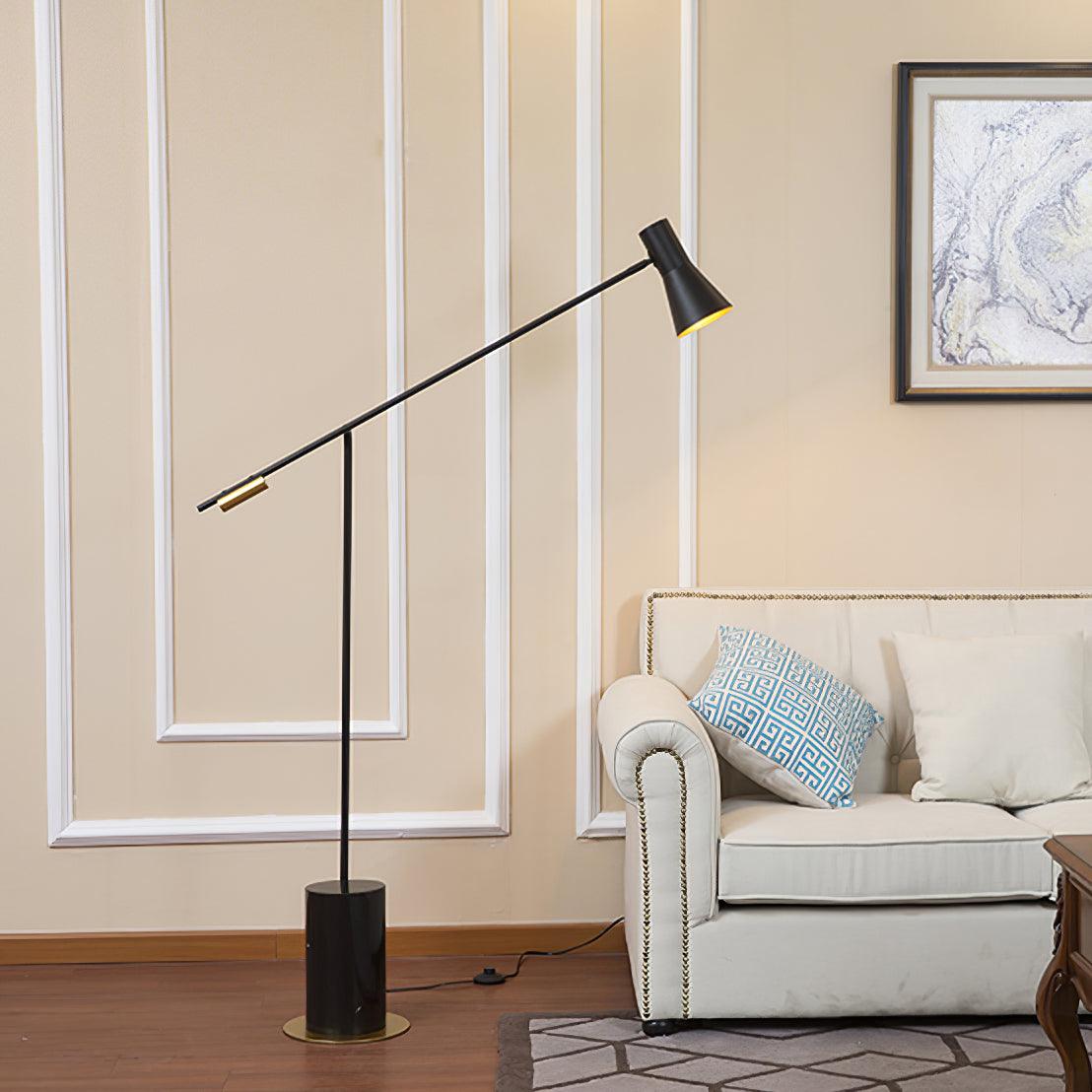 Metro Floor Lamp with Black Marble Base and LED Light