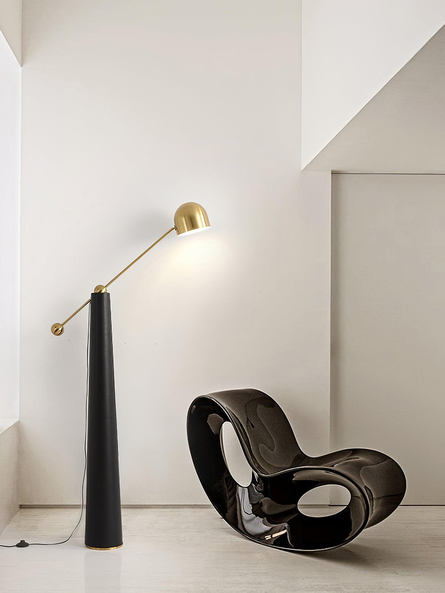 Metronome Floor Lamp - LED, Metal & Leather Design, Indoor