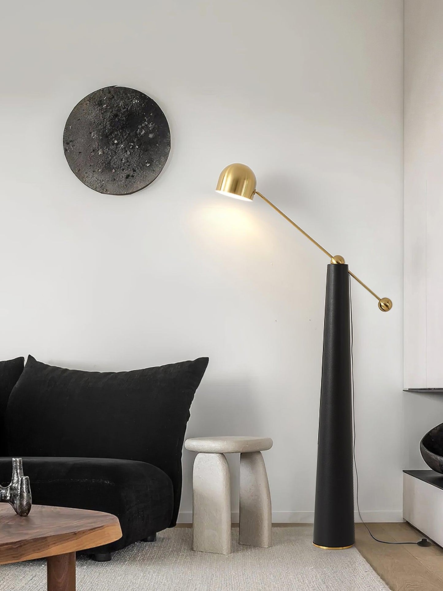 Metronome Floor Lamp - LED, Metal & Leather Design, Indoor