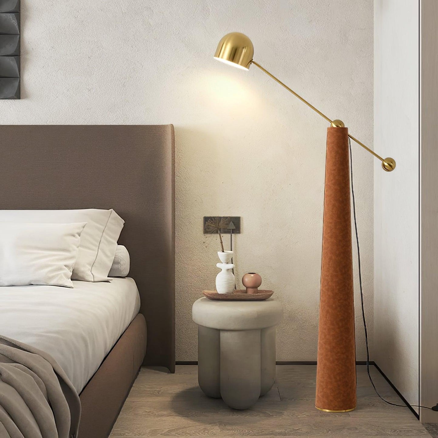 Metronome Floor Lamp - LED, Metal & Leather Design, Indoor